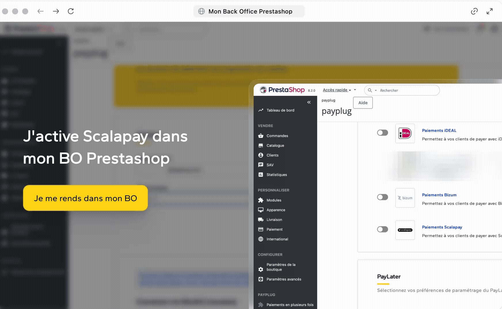 Enabling Scalapay in the PayPlug module on PrestaShop